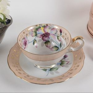 Incredible Hand Painted Shafford Teacup with  Floral and Star Accents
